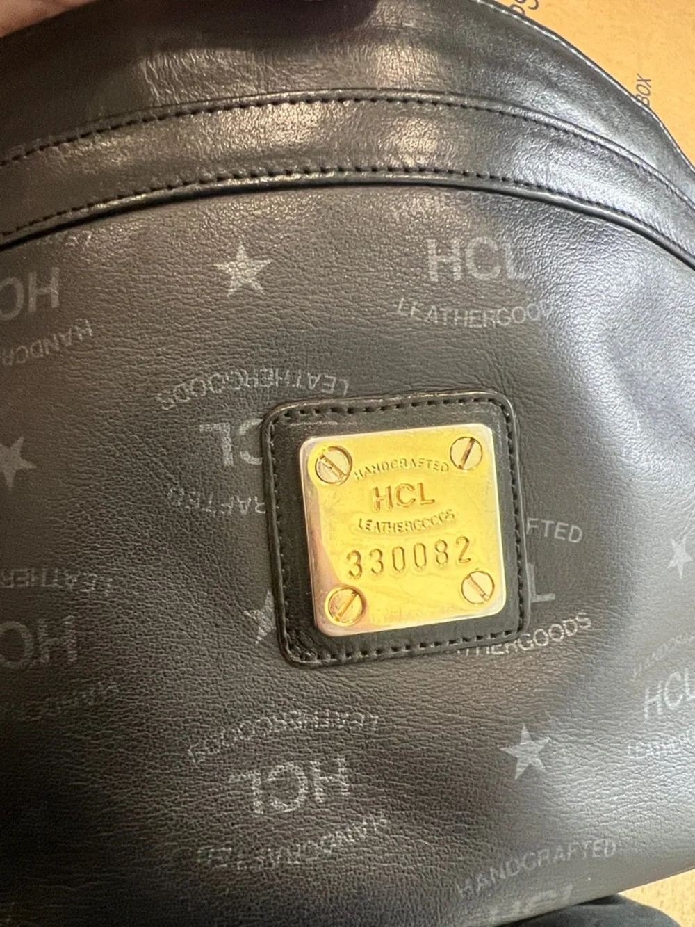 Vintage HCL Black Leather Monogram Crossbody Bag
